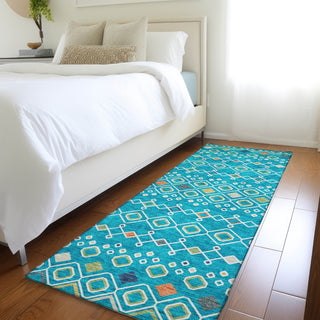 Piper Looms Mayfield Southwest AMF938 Teal Machine Washable Area Rug Runner Lifestyle Image Feature
