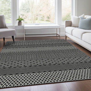 Piper Looms Mayfield Stripes AMF939 Black Machine Washable Area Rug Lifestyle Image Feature