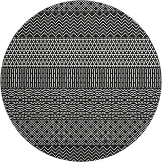 Piper Looms Mayfield Stripes AMF939 Black Machine Washable Area Rug Round Main Image