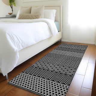 Piper Looms Mayfield Stripes AMF939 Black Machine Washable Area Rug Runner Lifestyle Image Feature