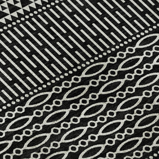 Piper Looms Mayfield Stripes AMF939 Black Machine Washable Area Rug Swatch Image