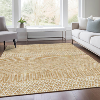 Piper Looms Mayfield Stripes AMF939 Gold Machine Washable Area Rug Lifestyle Image Feature