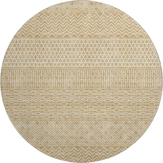 Piper Looms Mayfield Stripes AMF939 Gold Machine Washable Area Rug Round Main Image