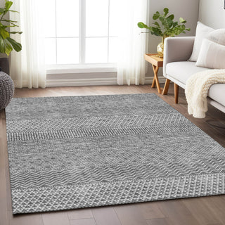 Piper Looms Mayfield Stripes AMF939 Gray Machine Washable Area Rug Lifestyle Image Feature