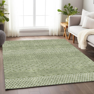 Piper Looms Mayfield Stripes AMF939 Green Machine Washable Area Rug Lifestyle Image Feature