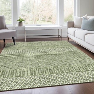 Piper Looms Mayfield Stripes AMF939 Green Machine Washable Area Rug Lifestyle Image Feature