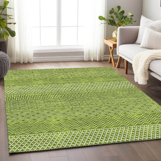 Piper Looms Mayfield Stripes AMF939 Lime Machine Washable Area Rug Lifestyle Image Feature