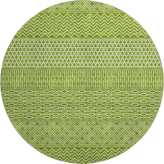 Piper Looms Mayfield Stripes AMF939 Lime Machine Washable Area Rug Round Main Image