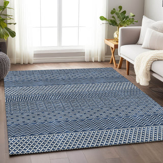 Piper Looms Mayfield Stripes AMF939 Navy Machine Washable Area Rug Lifestyle Image Feature