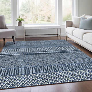 Piper Looms Mayfield Stripes AMF939 Navy Machine Washable Area Rug Lifestyle Image Feature
