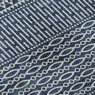 Piper Looms Mayfield Stripes AMF939 Navy Machine Washable Area Rug Swatch Image