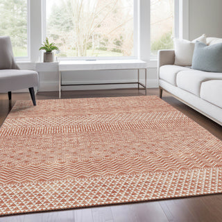 Piper Looms Mayfield Stripes AMF939 Salmon Machine Washable Area Rug Lifestyle Image Feature