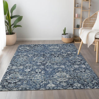 Piper Looms Mayfield Ornate AMF94 Blue Machine Washable Area Rug Lifestyle Image Feature