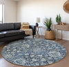 Piper Looms Mayfield Ornate AMF94 Blue Machine Washable Area Rug Round Lifestyle Image Feature
