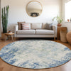 Piper Looms Mayfield Abstract AMF940 Denim Machine Washable Area Rug Round Lifestyle Image Feature