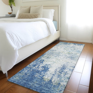 Piper Looms Mayfield Abstract AMF940 Denim Machine Washable Area Rug Runner Lifestyle Image Feature