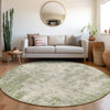 Piper Looms Mayfield Abstract AMF940 Green Machine Washable Area Rug Round Lifestyle Image Feature