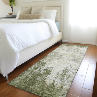 Piper Looms Mayfield Abstract AMF940 Olive Machine Washable Area Rug Runner Lifestyle Image Feature