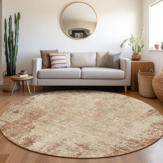 Piper Looms Mayfield Abstract AMF940 Paprika Machine Washable Area Rug Round Lifestyle Image Feature