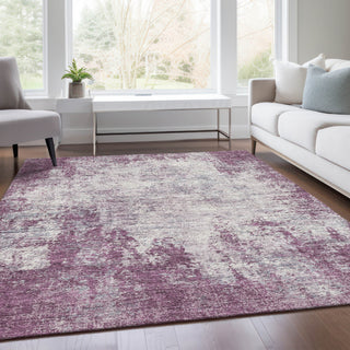 Piper Looms Mayfield Abstract AMF940 Plum Machine Washable Area Rug Lifestyle Image Feature