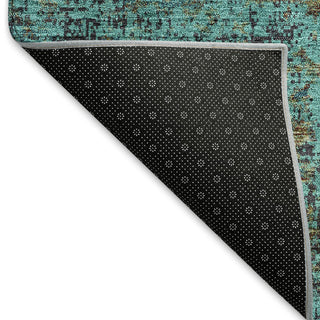 Piper Looms Mayfield Abstract AMF940 Teal Machine Washable Area Rug Backing Image