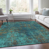 Piper Looms Mayfield Abstract AMF940 Teal Machine Washable Area Rug Lifestyle Image Feature