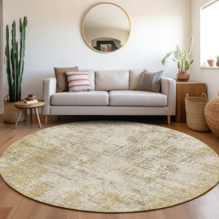 Piper Looms Mayfield Abstract AMF940 Wheat Machine Washable Area Rug Round Lifestyle Image Feature