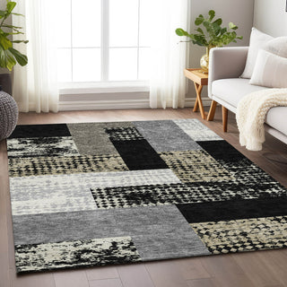 Piper Looms Mayfield Rectangles AMF941 Black Machine Washable Area Rug Lifestyle Image Feature