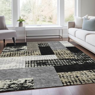 Piper Looms Mayfield Rectangles AMF941 Black Machine Washable Area Rug Lifestyle Image Feature