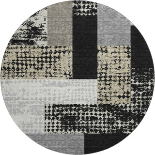 Piper Looms Mayfield Rectangles AMF941 Black Machine Washable Area Rug Round Main Image
