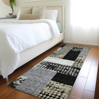 Piper Looms Mayfield Rectangles AMF941 Black Machine Washable Area Rug Runner Lifestyle Image Feature