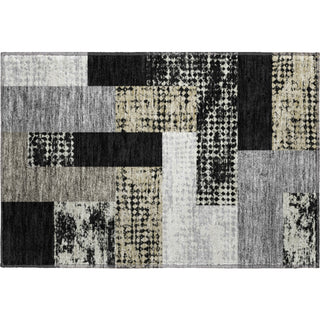 Piper Looms Mayfield Rectangles AMF941 Black Machine Washable Area Rug Scatter Main Image