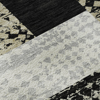 Piper Looms Mayfield Rectangles AMF941 Black Machine Washable Area Rug Swatch Image