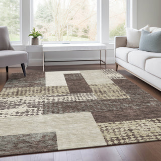 Piper Looms Mayfield Rectangles AMF941 Brown Machine Washable Area Rug Lifestyle Image Feature