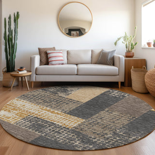 Piper Looms Mayfield Rectangles AMF941 Coffee Machine Washable Area Rug Round Lifestyle Image Feature