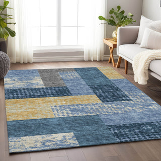 Piper Looms Mayfield Rectangles AMF941 Denim Machine Washable Area Rug Lifestyle Image Feature