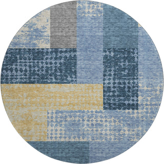 Piper Looms Mayfield Rectangles AMF941 Denim Machine Washable Area Rug Round Main Image