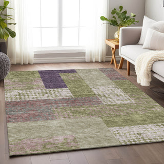 Piper Looms Mayfield Rectangles AMF941 Green Machine Washable Area Rug Lifestyle Image Feature