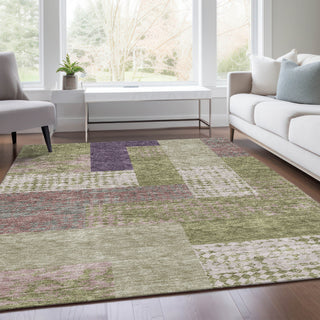 Piper Looms Mayfield Rectangles AMF941 Green Machine Washable Area Rug Lifestyle Image Feature