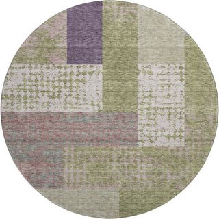Piper Looms Mayfield Rectangles AMF941 Green Machine Washable Area Rug Round Main Image