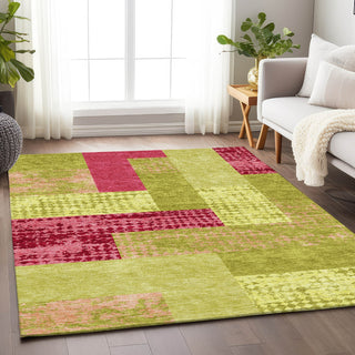 Piper Looms Mayfield Rectangles AMF941 Lime Machine Washable Area Rug Lifestyle Image Feature