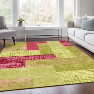 Piper Looms Mayfield Rectangles AMF941 Lime Machine Washable Area Rug Lifestyle Image Feature