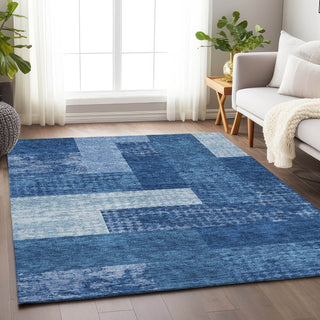 Piper Looms Mayfield Rectangles AMF941 Navy Machine Washable Area Rug Lifestyle Image Feature