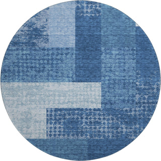 Piper Looms Mayfield Rectangles AMF941 Navy Machine Washable Area Rug Round Main Image