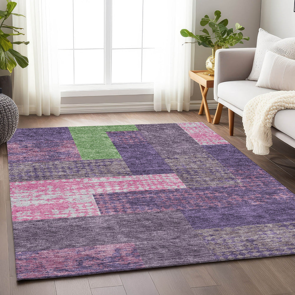 Piper Looms Mayfield Rectangles AMF941 Purple Machine Washable Area Rug Lifestyle Image Feature
