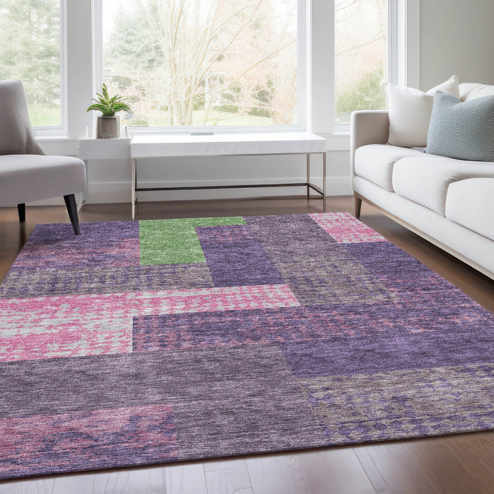 Piper Looms Mayfield Rectangles AMF941 Purple Machine Washable Area Rug Lifestyle Image Feature