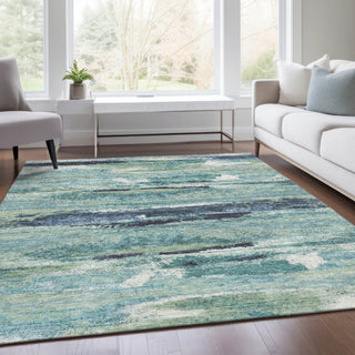 Piper Looms Mayfield Abstract AMF942 Aloe Machine Washable Area Rug Lifestyle Image Feature