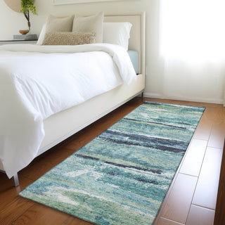 Piper Looms Mayfield Abstract AMF942 Aloe Machine Washable Area Rug Runner Lifestyle Image Feature
