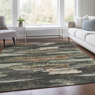 Piper Looms Mayfield Abstract AMF942 Charcoal Machine Washable Area Rug Lifestyle Image Feature