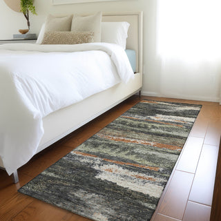 Piper Looms Mayfield Abstract AMF942 Charcoal Machine Washable Area Rug Runner Lifestyle Image Feature